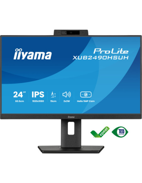 MONITOR IIYAMA 24" XUB2490HSUH-B2, FHD, 75HZ, 1MS, HDMI, DISPLAYPORT, USB, ALT, AJUS ALT, PIVOTANTE, CAM