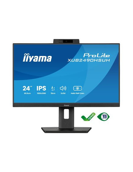MONITOR IIYAMA 24" XUB2490HSUH-B2, FHD, 75HZ, 1MS, HDMI, DISPLAYPORT, USB, ALT, AJUS ALT, PIVOTANTE, CAM