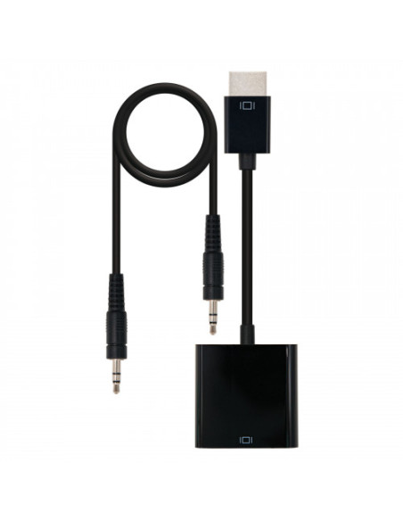 NANOCABLE CONVERSOR HDMI A SVGA+AUDIO, HDMI/M-SVGA/H+JACK 3.5/H, NEGRO, 10 CM+1.0 M (10.16.2001-BK)