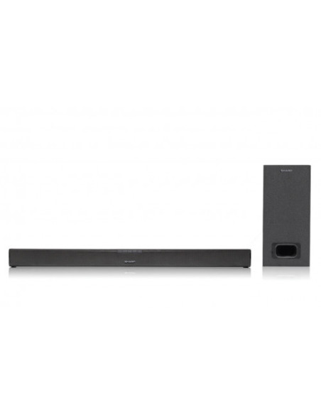 SHARP HT-SBW110  Soundbar 2.1 Slim con Subwoofer, Bluetooth, HDMI ARC/CEC, 180W, audio óptico digital, AUX, 80 cm, color Negro