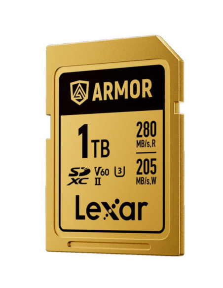 LEXAR 1TB PROFESSIONAL ARMOR GOLD SDXC UHS-II CARDS,  UP TO 280MB/S READ 210MB/S WRITE C10 V60 U3,STAINLESS STEEL CASING, IP68