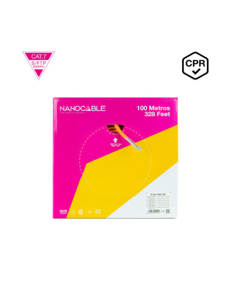 NANOCABLE CABLE RED CAT. 7 600MHZ LSZH SFTP PIMF AWG23 100 M