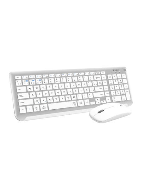 TECLADO CON RATÓN BLUETOOTH + 2.4G COMBO DUAL PRESTIGE EXTENDIDO PLATA/BLANCO