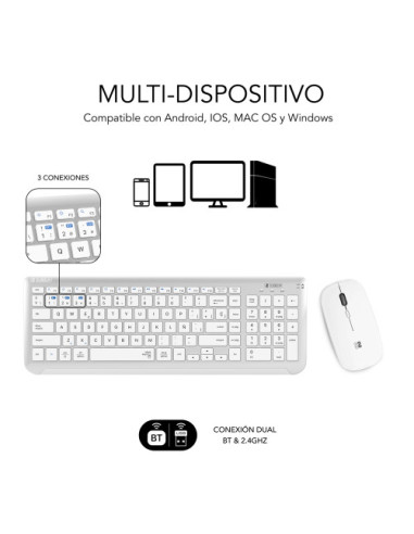 TECLADO CON RATÓN BLUETOOTH + 2.4G COMBO DUAL...