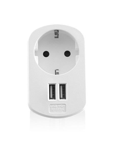 EWENT CARGADOR TABLET/ SMARTPHONE. 3.1A. 2 X USB. CON TOMA DE CORRIENTE (EW1211)