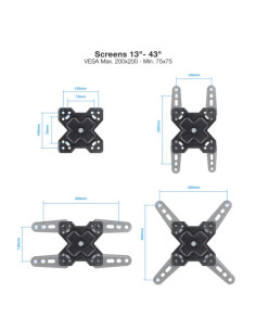 TOOQ SOPORTE PARED PANTALLAS 13-43" GIRA/INCLI NEGRO 2