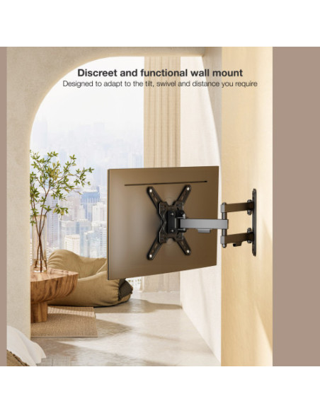 TOOQ SOPORTE PARED PANTALLAS 13-43" GIRA/INCLI NEGRO