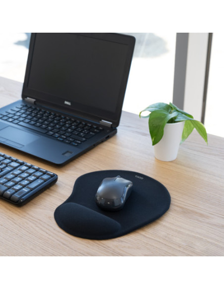 TOOQ ALFOMBRILLA RATON ERGONOMICA GEL, NEGRO