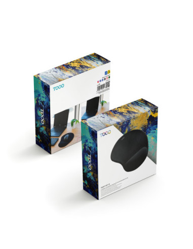 TOOQ ALFOMBRILLA RATON ERGONOMICA GEL, NEGRO