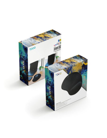 TOOQ ALFOMBRILLA RATON ERGONOMICA GEL, NEGRO