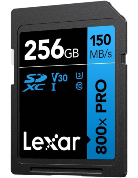 LEXAR 256GB PROFESSIONAL 800X PRO SDXC UHS-I CARDS,  UP TO 150MB/S READ 45MB/S WRITE C10 V30 U3