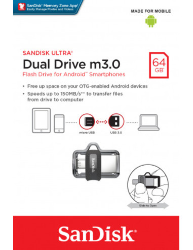 SANDISK ULTRA DUAL DRIVE M3.0 64GB GREY & SILVER