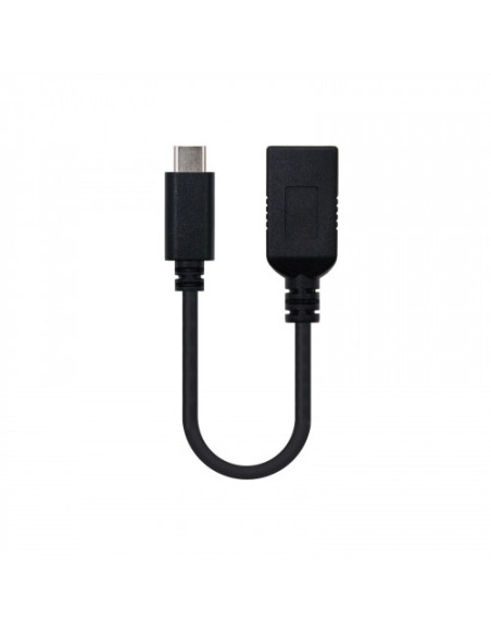 NANOCABLE CABLE USB 3.1 GEN1 5GBPS 3A, TIPO USB-C/M-A/F, NEGRO, 15CM