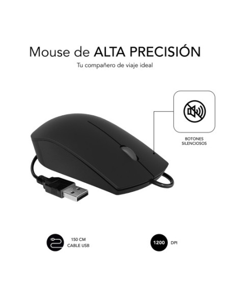 RATÓN BUSINESS SILENCIOSO CABLE USB 1200 DPI NEGRO