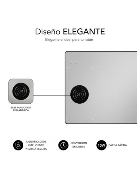 (D) SUBBLIM ALFOMBRILLA CON CARGADOR INALAMBRICO MOUSEPAD WIRELESS CHARGER ALUMINUM SILVER 10W