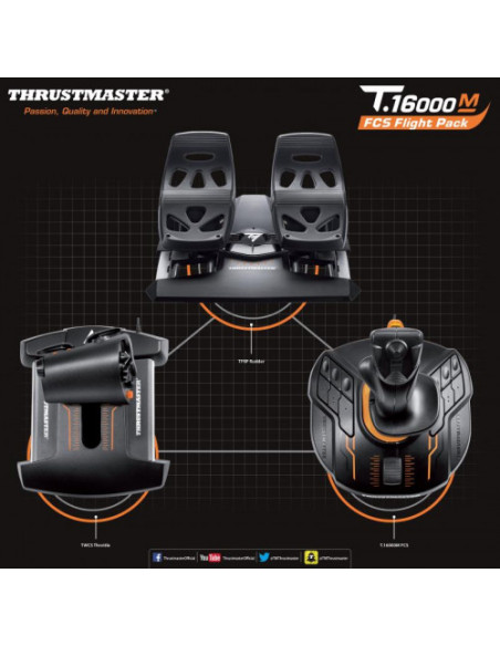 THRUSTMASTER JOYSTICK + MANDO DE POTENCIA + PEDALES T16000M FCS FLIGHT PACK - PC