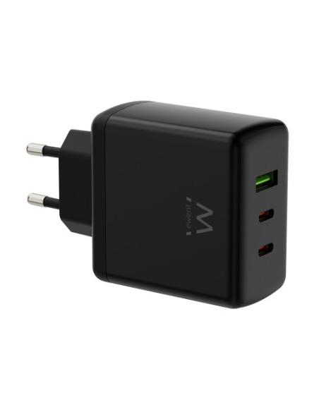 (ABM) EWENT CARGADOR GAN FAST DE 65W, 3 PUERTOS (2 USB-C PD Y 1USB-A QC) DISEÑO COMPACTO