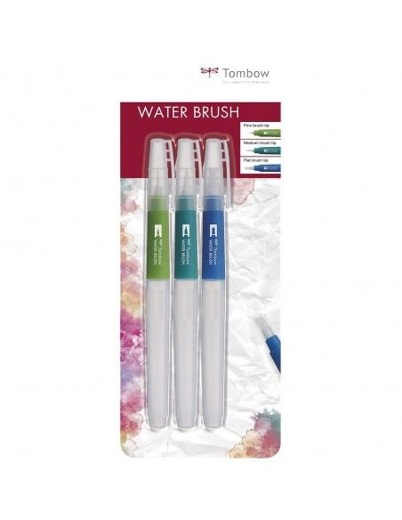 PACK DE 3 PINCELES CON DEPÓSITO PARA ACUARELA TOMBOW