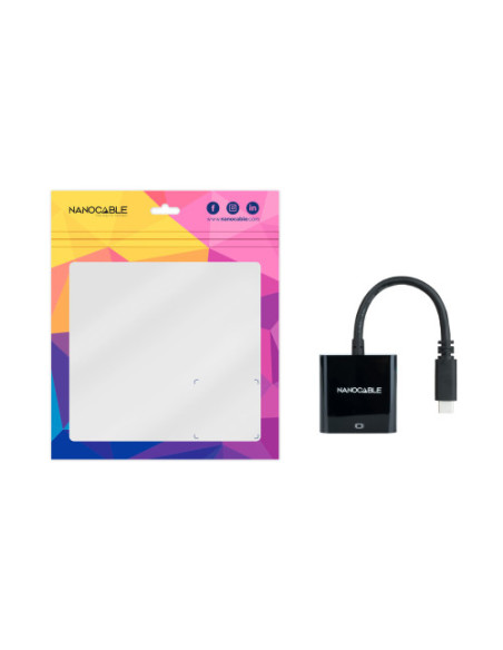 NANOCABLE CONVERSOR USB-C A VGA, NEGRO 10 CM