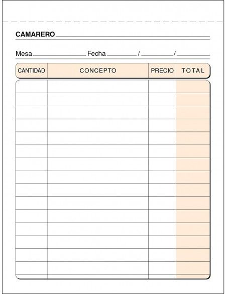 TALONARIOS CAMARERO MOD. 80 / 94L 13.5X8.5CM