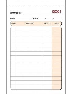 Talonario para comandas con DOS copias numeradas