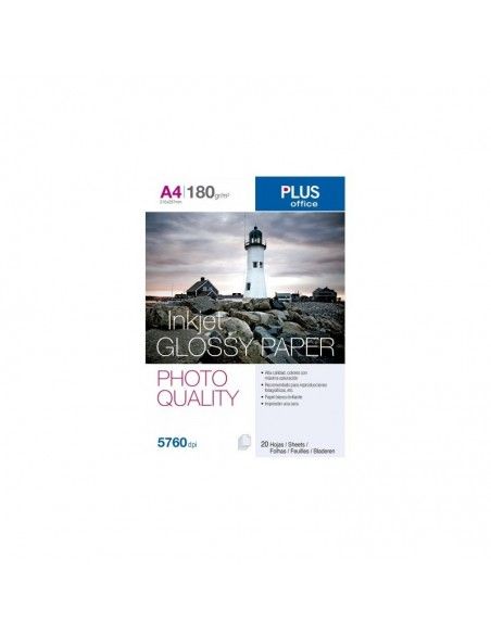 PAPEL FOTOGRAFICO A4 GLOSSY 180GR 20H PLUS OFFICE