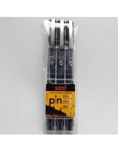 PAQUETE DE 3 ROTULADORES CALIBRADOS 0,2,0,4,0,8 UNI PIN MITSUBISHI 2