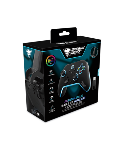DRAGONSHOCK - AURORA PLUS - MANDO INALÁMBRICO NEGRO CON ADAPTADOR MÓVIL PARA PC, ANDROID E IOS