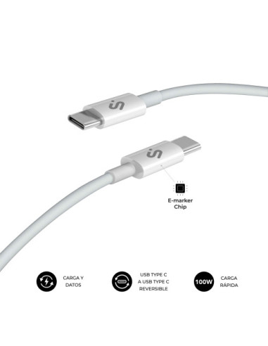 SUBBLIM CABLE PLUS 100W C-C 2M WHITE