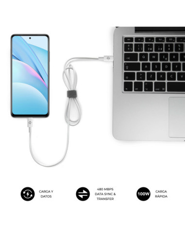 SUBBLIM CABLE PLUS 100W C-C 2M WHITE