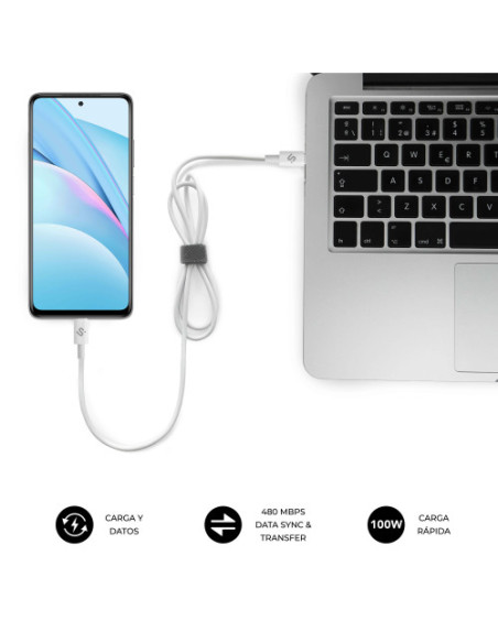 SUBBLIM CABLE PLUS 100W C-C 2M WHITE