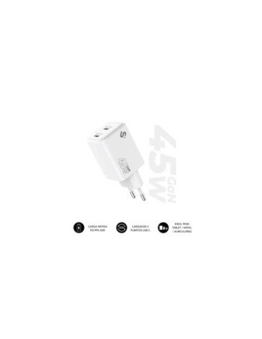SUBBLIM CARGADOR GAN 45W CHARGER USB C+C