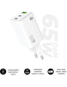 SUBBLIM CARGADOR GAN 65W CHARGER USB C+C+A