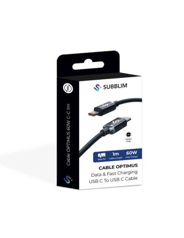 SUBBLIM CABLE OPTIMUS 60W C-C 1M BLACK
