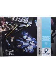 BLOC DE PAPEL NEGRO PARA ACUARELA, 12 HOJAS, 360G A4 VAN GOGH