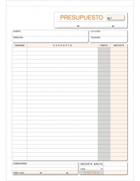 TALONARIOS PARA PRESUPUESTO FOLIO DUPLICADO T-96