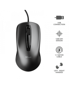 RATON TRUST USB ÓPTICO 1200 DPI AMBIDESTRO 2