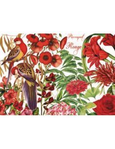 PAPEL DE ARROZ 35X50 BOTANICA ROJO PAJAROS DGR 306