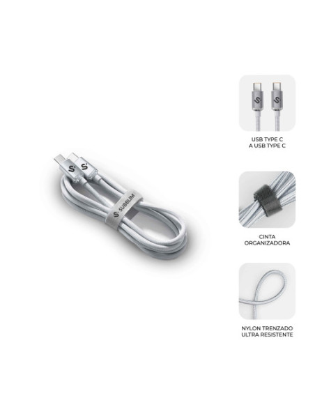 SUBBLIM CABLE OPTIMUS 60W C-C 2M WHITE