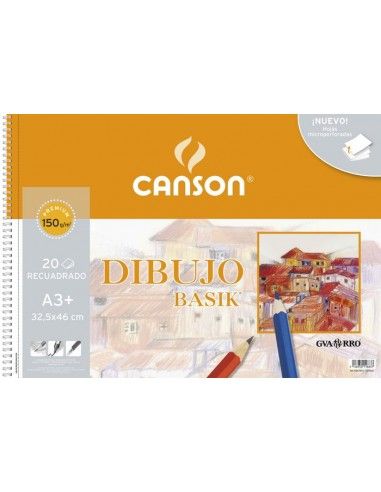 BLOC DE DIBUJO A3+ CON RECUADRO GUARRO CANSON BASIK 150GR