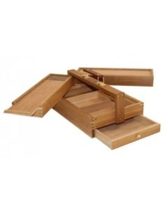CAJA DE MADERA PARA PINTURA Y PINCELES 3 NIVELES HAYA ACEIT. 36X24X13 MITCHEL