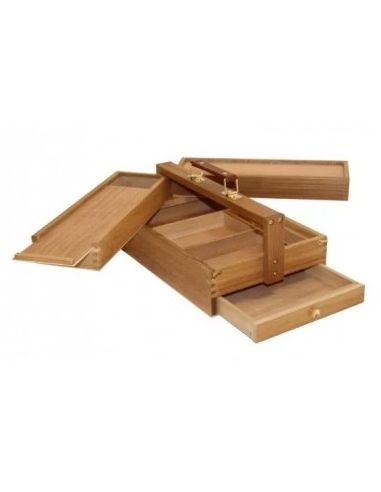 CAJA DE MADERA PARA PINTURA Y PINCELES 3 NIVELES HAYA ACEIT. 36X24X13 MITCHEL
