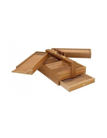 CAJA DE MADERA PARA PINTURA Y PINCELES 3 NIVELES HAYA ACEIT. 36X24X13 MITCHEL