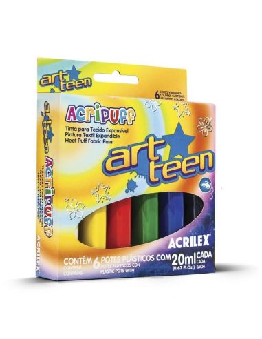 PINTURA HINCHABLE CON CALOR ART TEEN SURTIDO 6 COLORES DE 20ML. ACRIPUFF ACRILEX