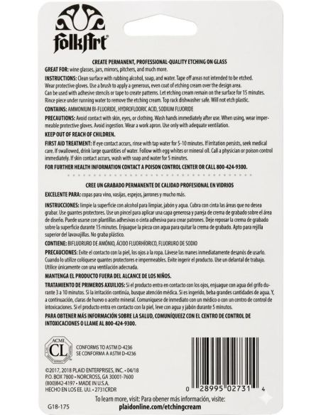 CREMA PARA GRABAR VIDRIO 84GRS PLAID