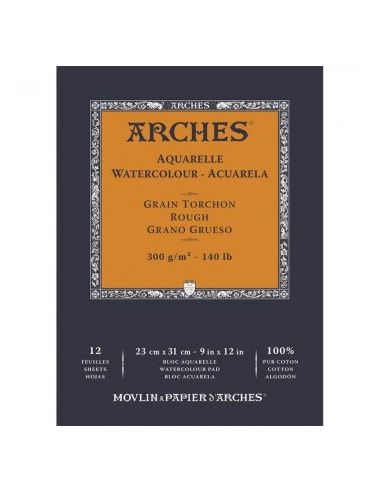 PAPEL PARA ACUARELA ARCHES 300GR BLOC 12H DISTINTOS FORMATOS