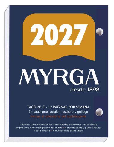 TACO CALENDARIO SOBREMESA MYRGA Nº3 2027