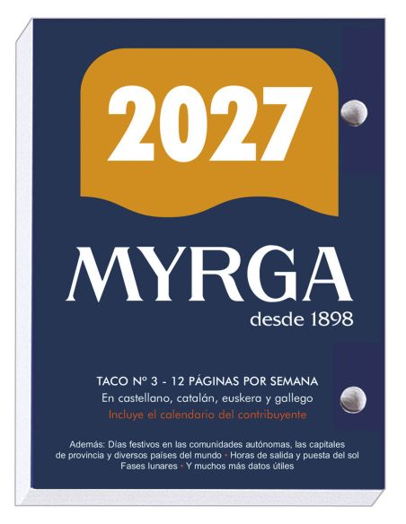TACO CALENDARIO SOBREMESA MYRGA Nº3 2027