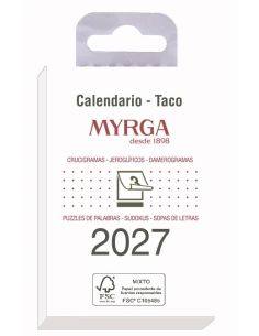 TACO DE CALENDARIO MYRGA 1383 MURAL AÑO 2027 6,5X10,5CM "PEQUEÑO"