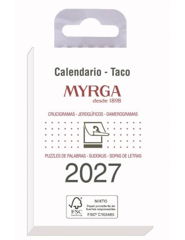 TACO DE CALENDARIO MYRGA 1383 MURAL AÑO 2027 6,5X10,5CM "PEQUEÑO"